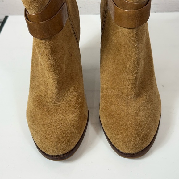 Gianni Bini Suede Leather Camel Nubuck Ankle Boots W/ Straps Boho Boots Size 8 - Picture 3 of 12